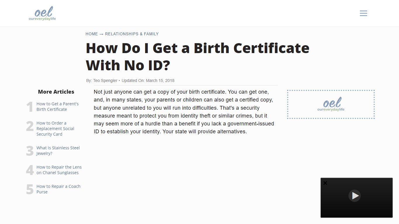 How Do I Get a Birth Certificate With No ID? | Our Everyday Life